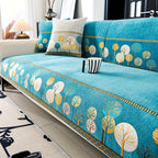 Bohemian Chenille Sofa Cover Tree Embroidery Print Thick Non-Slip Pet Friendly One-Piece Couch Protector Armchair Loveseat 3 4 Seater