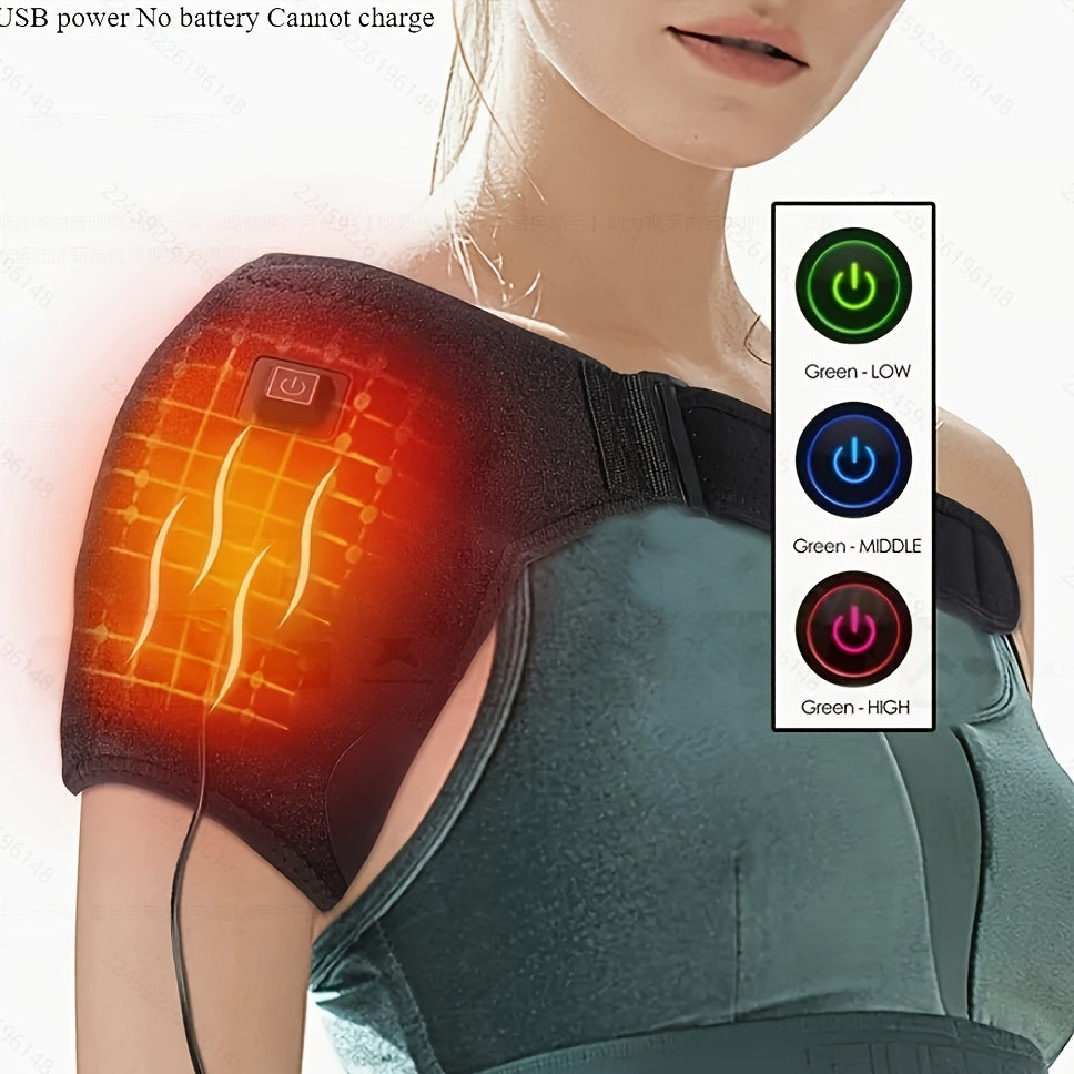 Heated Shoulder Massager with 3 Vibration & Heating Modes, Wireless USB Charging Multifunctional Shoulder Wrap Massager for Pain Relief Relaxation, Gift for Elderly Parents Friends