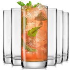 Lead-Free Crystal Tall Drinking Glasses Set of 6 – 16oz Clear Glass Cups for Water Wine Cocktail Party Office Restaurant Holiday Potluck