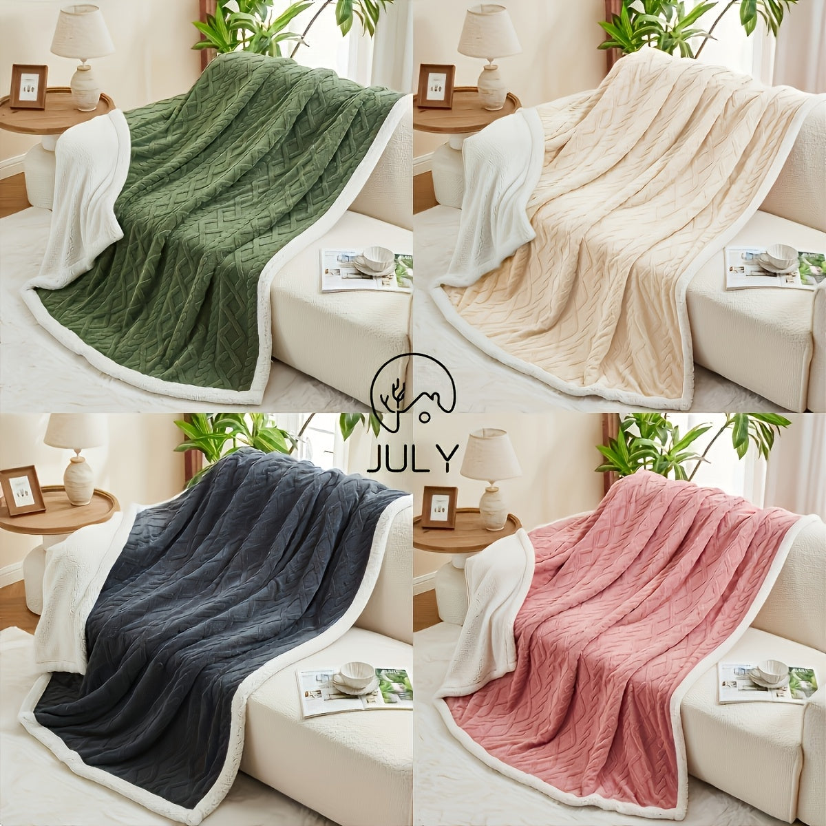 Tufted Sherpa Throw Blanket – Soft Plush Blanket in 4 Colors & 4 Sizes, Machine Washable, for Sofa Bed Couch Living Room & Garden