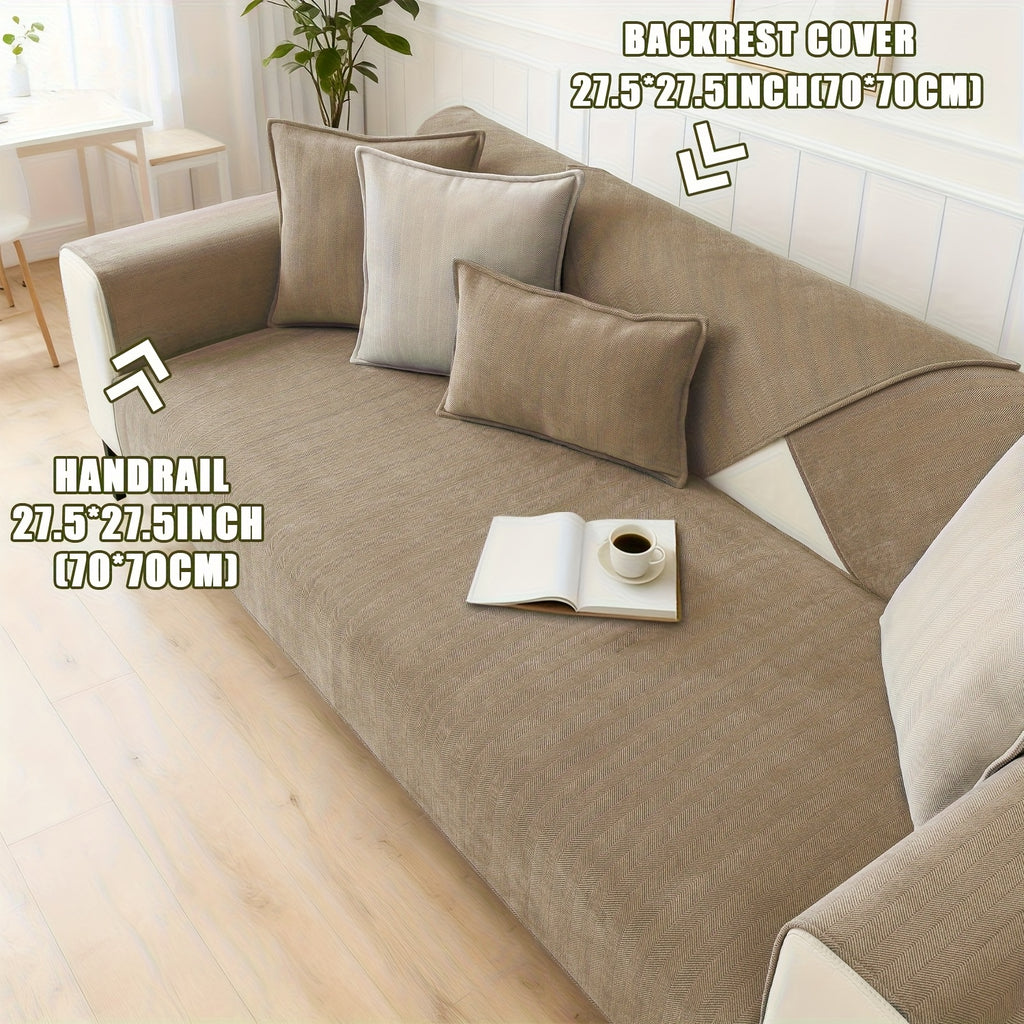 Chenille Ribbed Sofa Cover – Pet-Friendly Non-Slip Stretch Slipcover, Machine Washable Sofa Protector for 2, 3 & 4-Seater and Sectional Sofas, Modern Living Room Couch Cover