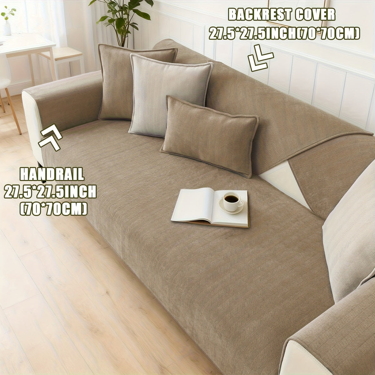 Chenille Ribbed Sofa Cover – Pet-Friendly Non-Slip Stretch Slipcover, Machine Washable Sofa Protector for 2, 3 & 4-Seater and Sectional Sofas, Modern Living Room Couch Cover