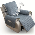Quilted Recliner Sofa Cover Anti-Slip Wear-Resistant 4-Layer Fabric Dual Side Pockets Machine Washable Pet Home Bedroom Living Room 10 Colors 2 Sizes