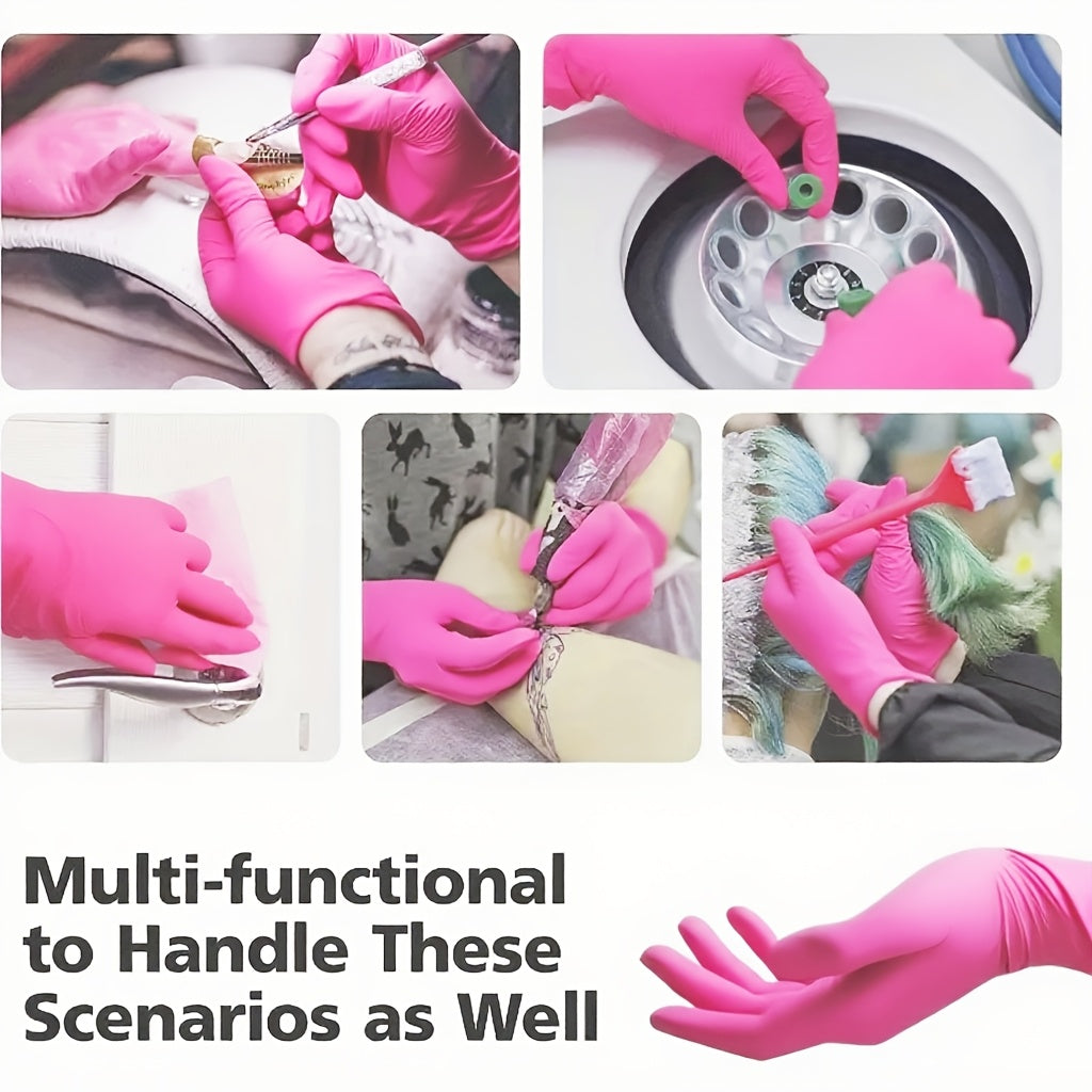 Disposable Gloves Rose Pink Stain Resistant Waterproof Soft Comfortable Wrist for Daily Cleaning Kitchen Restaurant Pet Care Beauty Hairdressing M L 50 100 150 200 Count