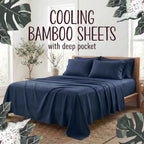 Bamboo Fiber 4-Piece Bedding Set Hypoallergenic Temperature Regulating Deep Pocket - Wrinkle Free All Season Bed Set Twin Full Queen King 12 Colors