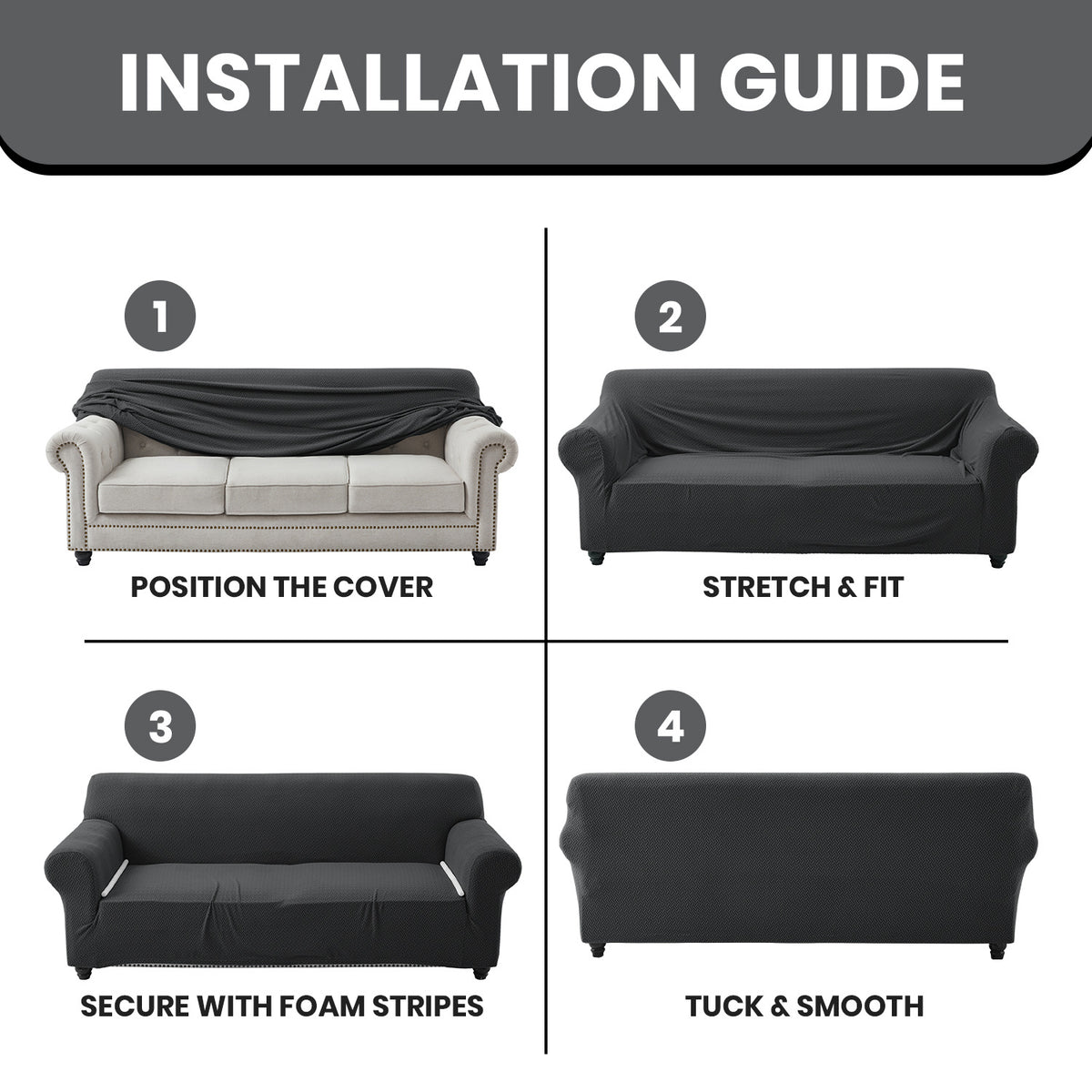 Spandex Stretch Sofa Cover Non-Slip Washable Couch Slipcover for 1 2 3 Seater Elastic Furniture Protector Pet & Kid Friendly Living Room Bedroom Home Decor