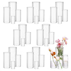 WHONLINE 16pcs Clear Glass Cylinder Vases 4 Sizes (4"/6"/8"/10") – Tall Transparent Vase Set for Wedding Centerpieces, Party Tables, Hurricane Floating Candle Holders, Home & Office Decor