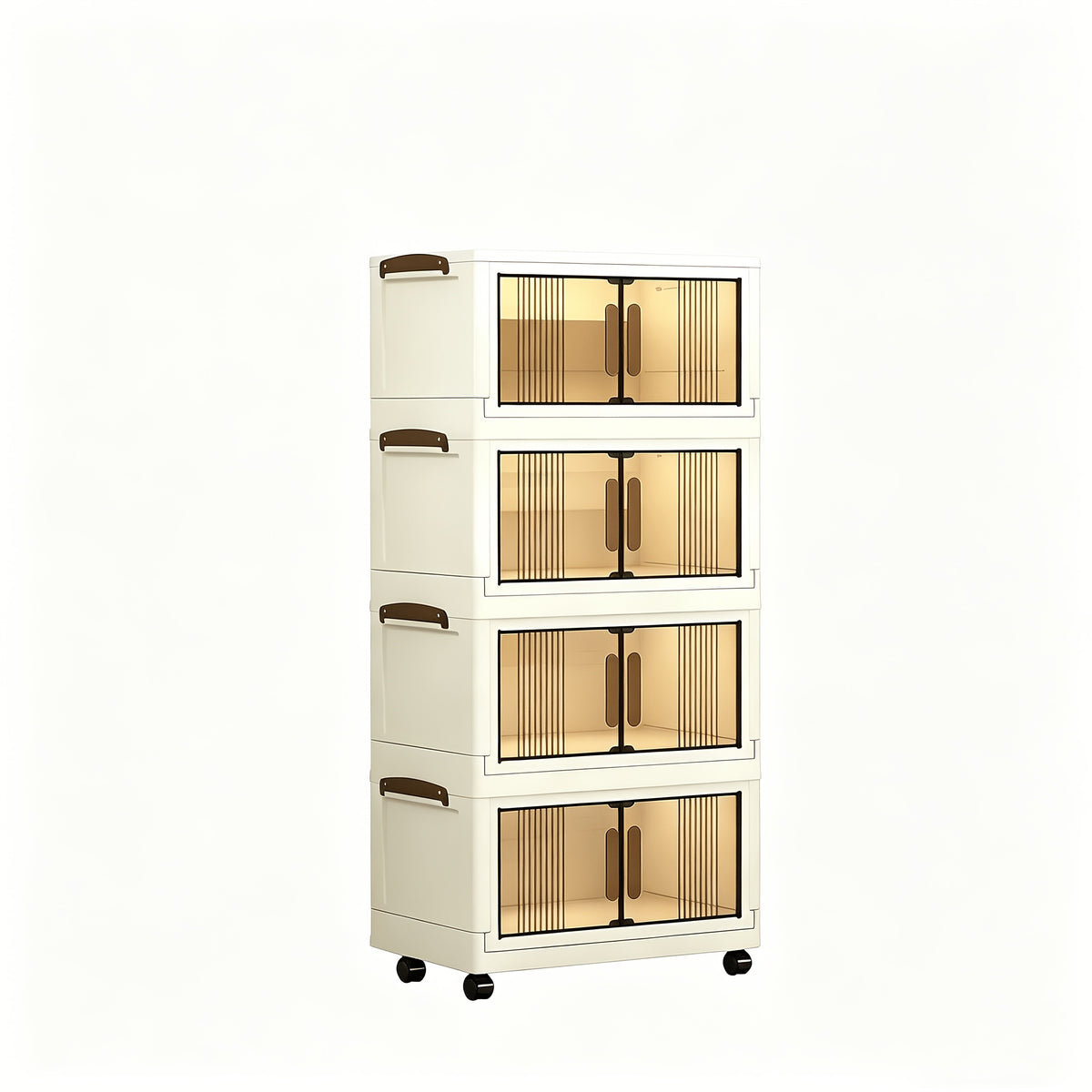 Stackable Plastic Drawer Organizer with Wheels 29 Gallon Extra Large Transparent Storage Cabinet – 3/4/5 Layer Foldable Drawers for Bedroom Closet Living Room