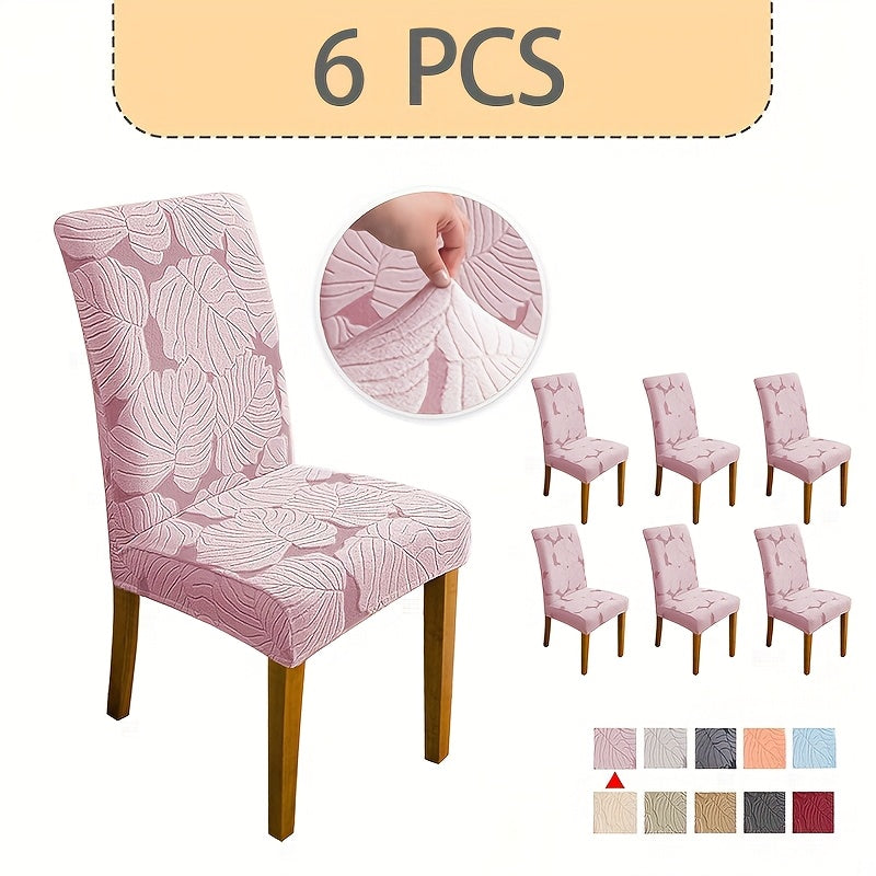 Jacquard Stretch Dining Chair Covers 4/6pcs – Removable Washable Elastic Chair Slipcovers for Dining Room & Kitchen, 10 Colors, Christmas & Holiday Home Decor Chair Protector