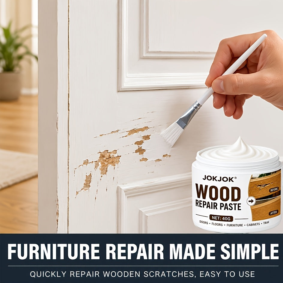 Wood Repair Paste Filler Cream - Fixes Scratches, Cracks, Chips & Holes, Restores Color on Furniture, Floors, Cabinets, Doors, Tables & Trim, Easy-Apply Wood Restoration Cream