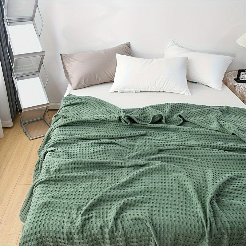 Waffle Cotton Blanket Pure Cotton Multi-Layer Machine Washable Lightweight Throw for Bed Sofa Air Conditioning Summer Cooling Lunch Break Car Use Multiple Sizes and Colors