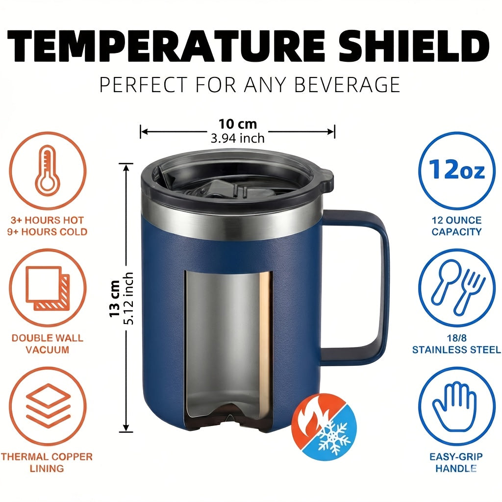 Stainless Steel Travel Tumbler 15oz – Vacuum Insulated, Drop-Proof Coffee Mug with Lid for Car & Home, 6 Colors, Gift for Coffee Lovers