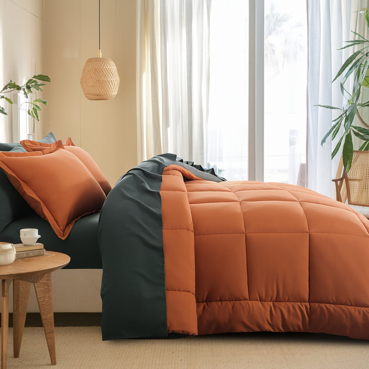 Bed in a Bag Queen 7 Piece Fluffy Comforter Set – Ultra-Soft Microfiber Bedding with Comforter, Fitted Sheet, Flat Sheet & 4 Pillowcases, Hypoallergenic Breathable All Season Bedding Gift for Her