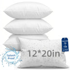 Pillow Inserts 4 Pack White – Choose 12x20, 18x18 or 20x20 Inch | Upgraded Fabric, Waterproof & Soft Touch Options | Square & Lumbar Throw Pillow Stuffer for Couch, Bed, Sofa, Patio & Living Room