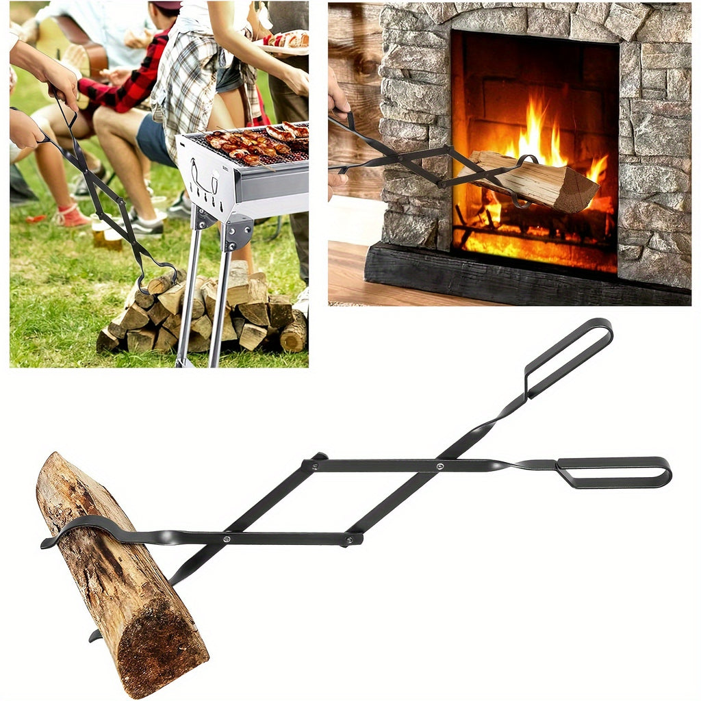 26 Inch Fireplace Tongs Heavy Duty Wrought Iron Log Tongs for Fire Pit Campfire Wood Stove BBQ Indoor Outdoor Camping