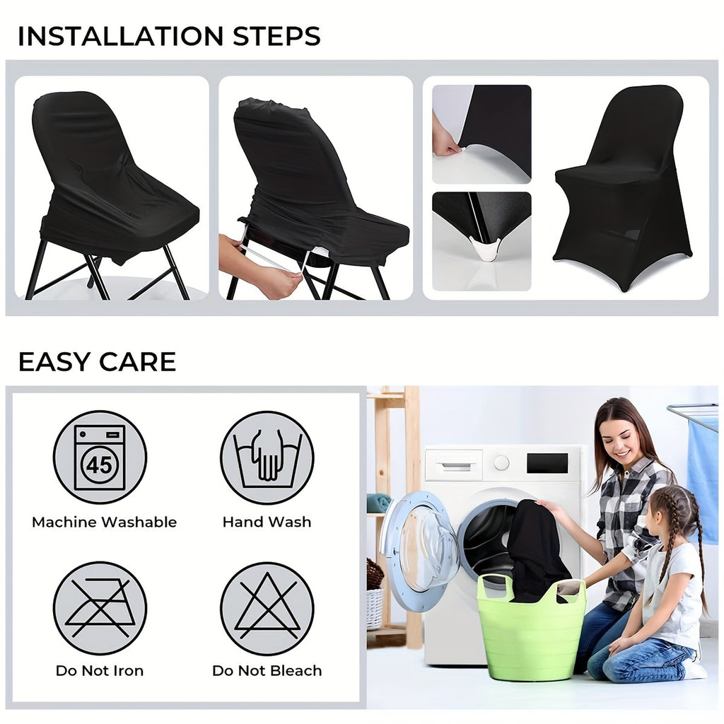 30-Pack Stretch Spandex Chair Covers Universal Washable Removable Slipcovers for Wedding Party Dining Room Banquet Event Black White