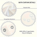 Black Gold Floral Shower Curtain Set 4 Piece with Hooks Anti-Slip Bath Rug Toilet Lid Cover & U-Shaped Mat – 71x71 Inch Luxury Bathroom Decor