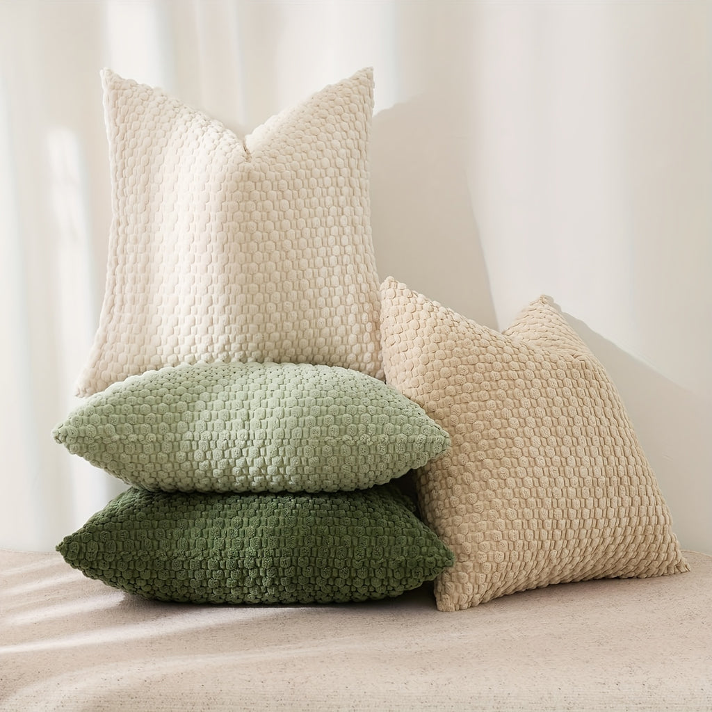 Velvet Cushion Covers – Set of 4 Soft Double-Sided Modern Throw Pillow Covers for Sofa, Couch, Bed & Chair, Machine Washable Decorative Pillowcases for Living Room & Bedroom