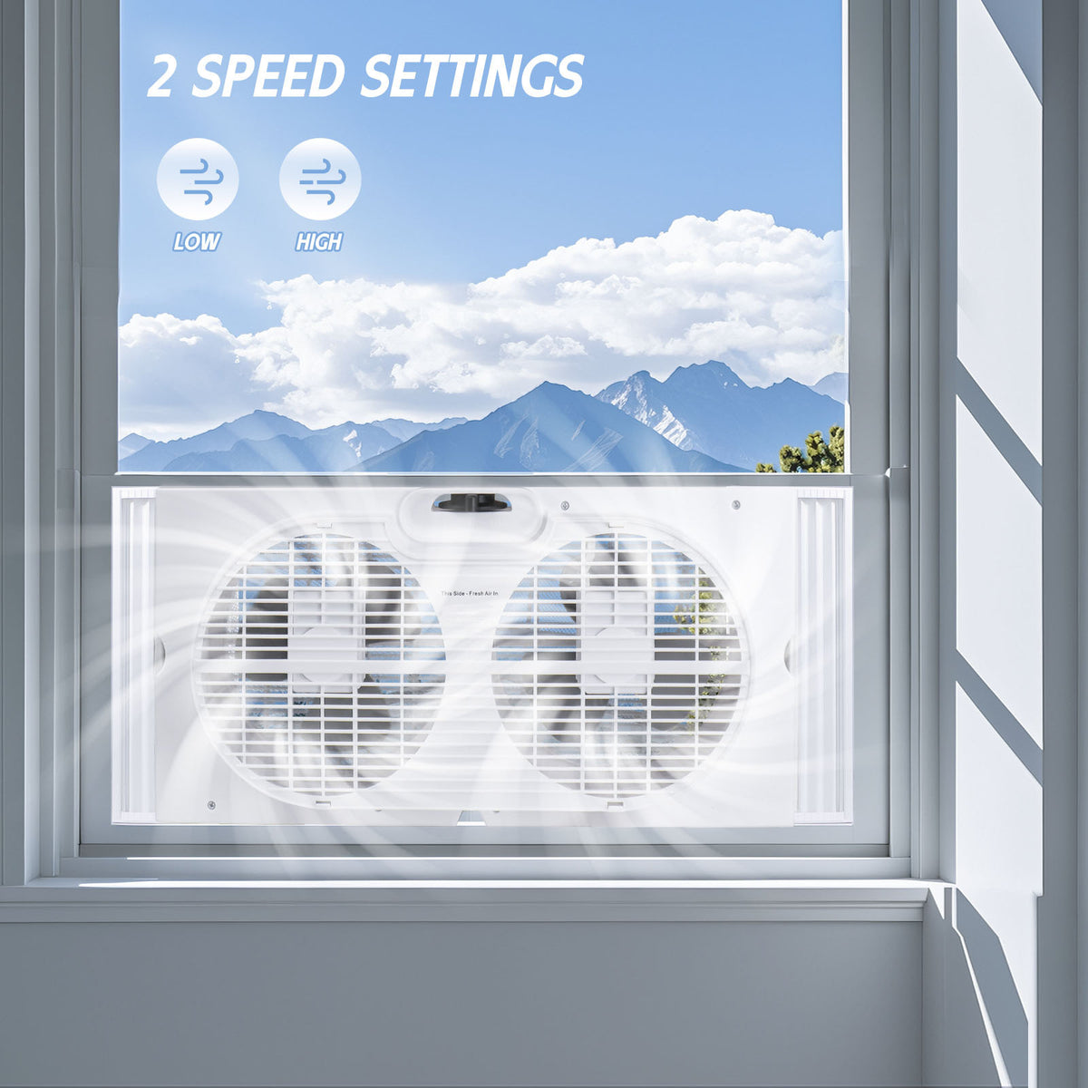 Twin Window Fan 9 Inch Dual Fan with Expanders 3-Speed Remote or Manual Control for Home Kitchen Bedroom Office