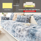 Faux Lamb Fluffy Sofa Cover Modern Gradient – Thick Plush Pet-Friendly Polyester Sofa Protector, Machine Washable 450-500g Fabric for Single, Double, Triple & Combination Sofas