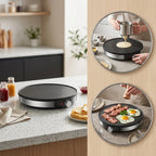 Electric Crepe Maker 12 Inch Nonstick Pancake Griddle 1000W with Precise Temperature Control - Includes Batter Spreader & Spatula for Crepes, Eggs, Omelets, Quesadillas, Hash Browns - Home Kitchen