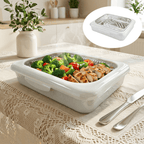 Reusable Food Storage Tray Set 4PCS 2-in-1 Plastic Serving Tray with Foil Trays – Holiday Party Containers for Christmas, Thanksgiving, BBQ & Outdoor Gatherings, White, Red & Black