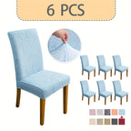 Jacquard Stretch Dining Chair Covers 4/6pcs – Removable Washable Elastic Chair Slipcovers for Dining Room & Kitchen, 10 Colors, Christmas & Holiday Home Decor Chair Protector