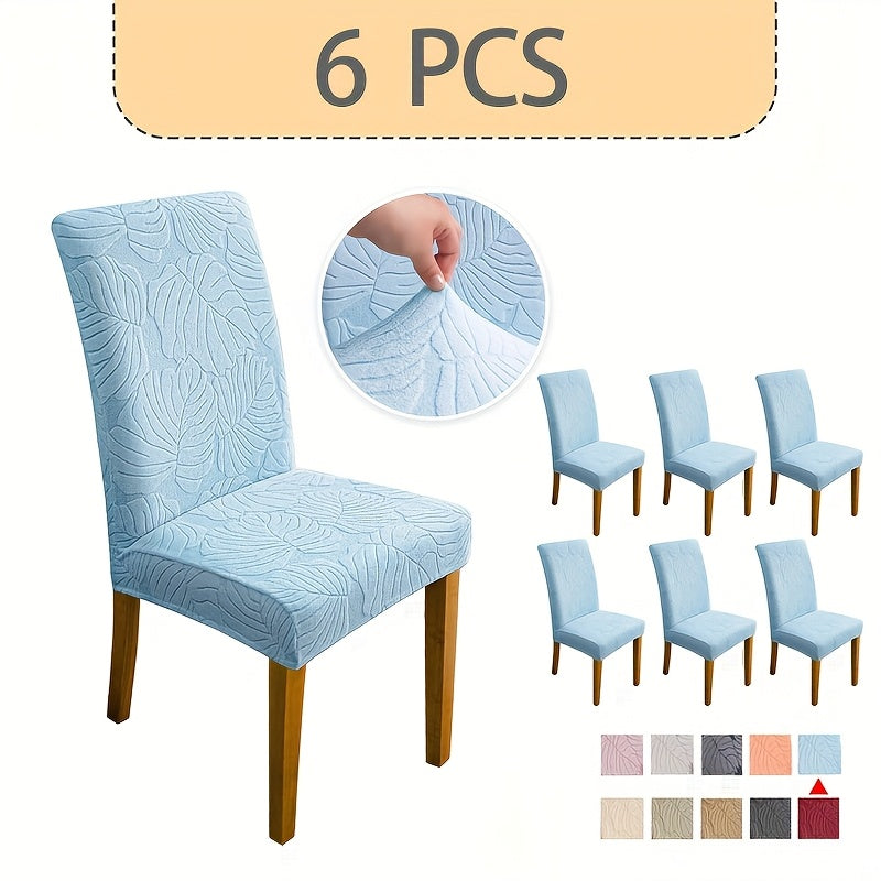 Jacquard Stretch Dining Chair Covers 4/6pcs – Removable Washable Elastic Chair Slipcovers for Dining Room & Kitchen, 10 Colors, Christmas & Holiday Home Decor Chair Protector
