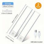LED Motion Sensor Under Cabinet Lights USB Rechargeable – 3 Color Temperatures Wireless Stick-On Magnetic Night Light for Kitchen Cabinet Closet Wardrobe Cupboard Stairs