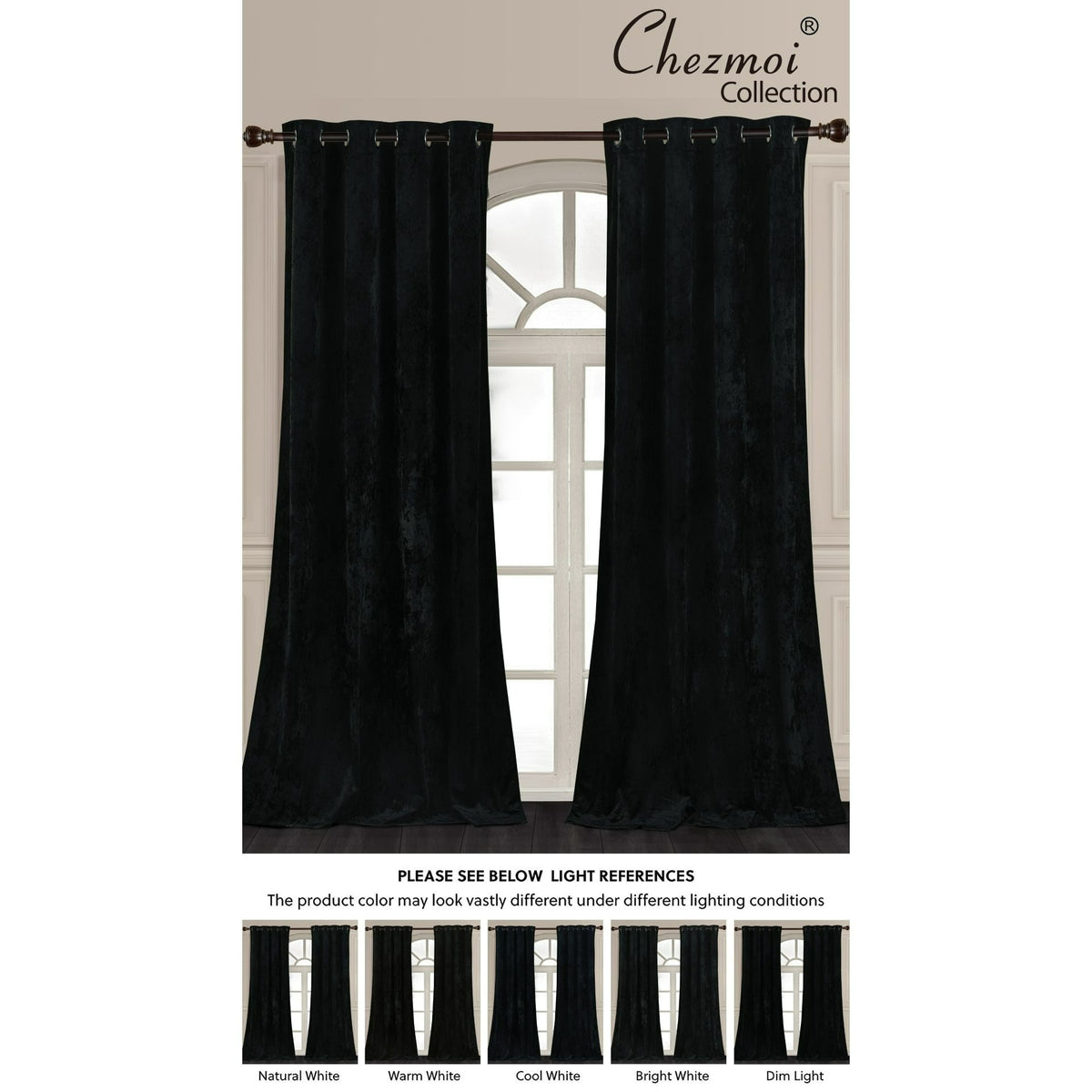 Luxury Distressed Crushed Velvet Curtains - 4-Piece Set (2 Panels + 2 Tiebacks), Grommet Top, Room Darkening | 10 Colors, 3 Sizes