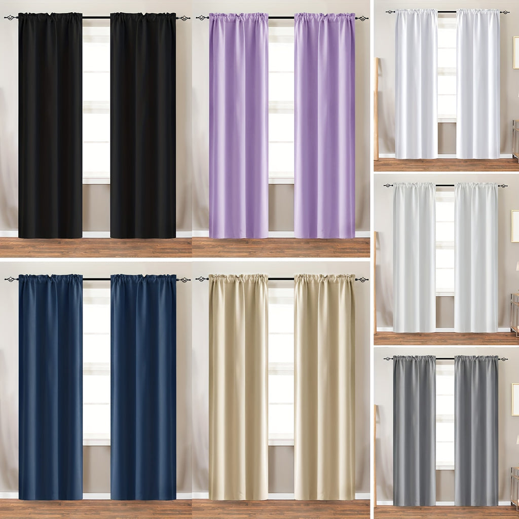 Room Darkening Curtains 2 Panels Triple Weave for Bedroom & Living Room – Thermal Insulated, Noise Reducing, Rod Pocket Solid Color Drapes