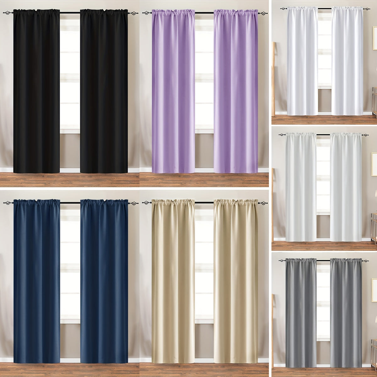 Room Darkening Curtains 2 Panels Triple Weave for Bedroom & Living Room – Thermal Insulated, Noise Reducing, Rod Pocket Solid Color Drapes