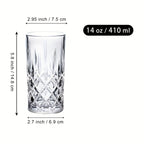 Highball Drinking Glasses Set of 6 – 14oz Crystal Clear Soda-Lime Glass Tumblers for Water Juice Beer Cocktails Tom Collins Bar Glassware