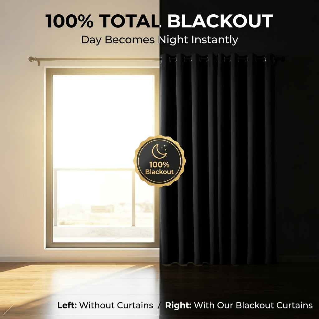 4-Panel Blackout Curtains Set Heat Insulating Noise Reducing Privacy Drapes for Bedroom Living Room Balcony – 6 Sizes 4 Colors