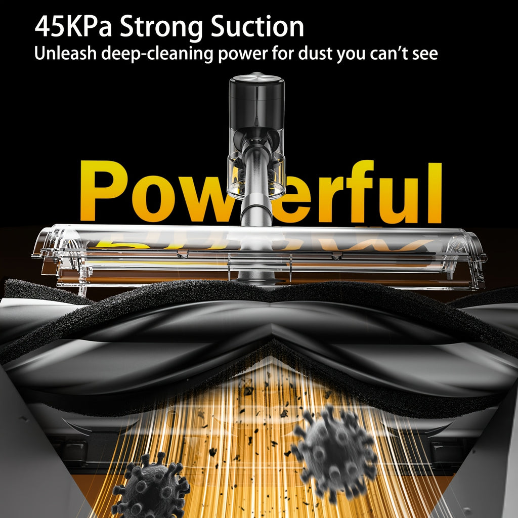 45KPA Cordless Vacuum Cleaner 8-in-1 Lightweight Stick Vacuum Green Light Anti-Tangle Floor Brush for Carpet Pet Hair Tile Hardwood 4 Colors
