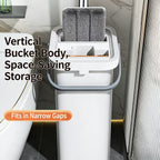 Hands-Free Flat Mop with Bucket 8-Piece Set Including 6 Microfiber Pads and Gloves, 360 Rotating Dry Wet Floor Mop for Bedroom Kitchen Bathroom, Household Cleaning Mop with Bucket Scraper and Wringer