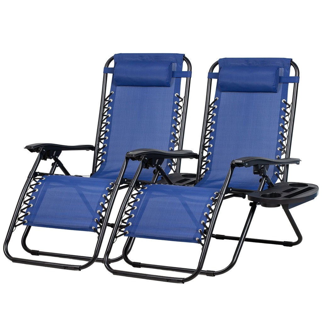 Set of 2 Zero Gravity Recliner Lounge Chairs with Cup Holder Tray – Adjustable Outdoor Relaxing Chairs for Patio, Lawn, Garden & Beach | 7 Color Options