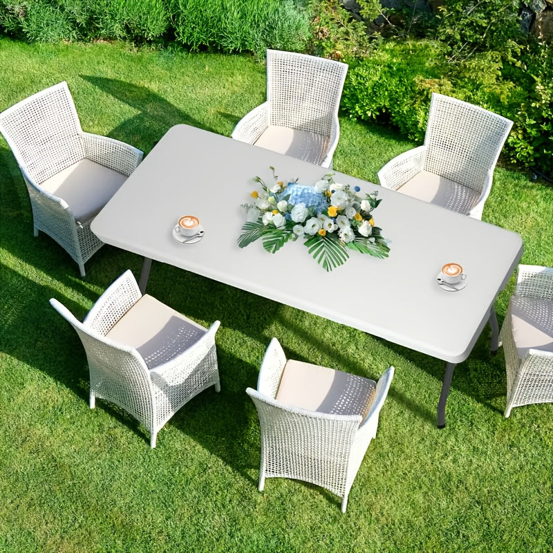 Folding Table 4ft 6ft Lightweight Portable Table Indoor Outdoor Picnic Camping Board Game with Carrying Handle Locks White