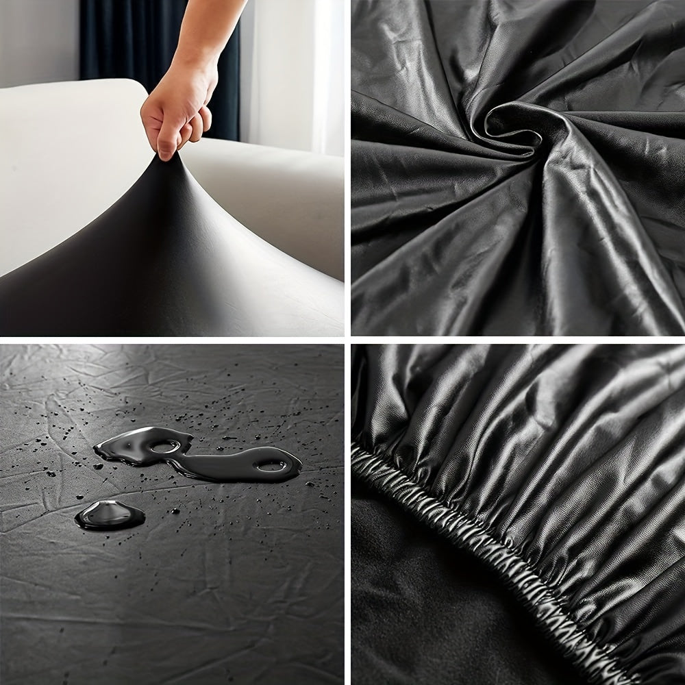 Dining Chair Covers Waterproof PU Leather Stretch Slipcover Set of 4 or 6 | Oil-Proof Universal Chair Protector for Dining Room Kitchen Hotel, 9 Colors