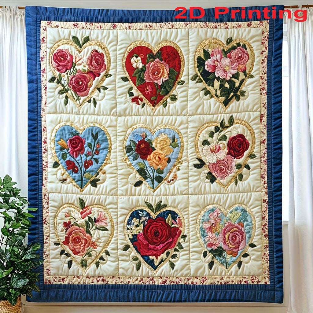 Heart Floral Print Flannel Throw Blanket Ultra Soft 2D Print All Season Comfort for Sofa Home Office Car Travel Birthday Holiday Gift 5 Sizes