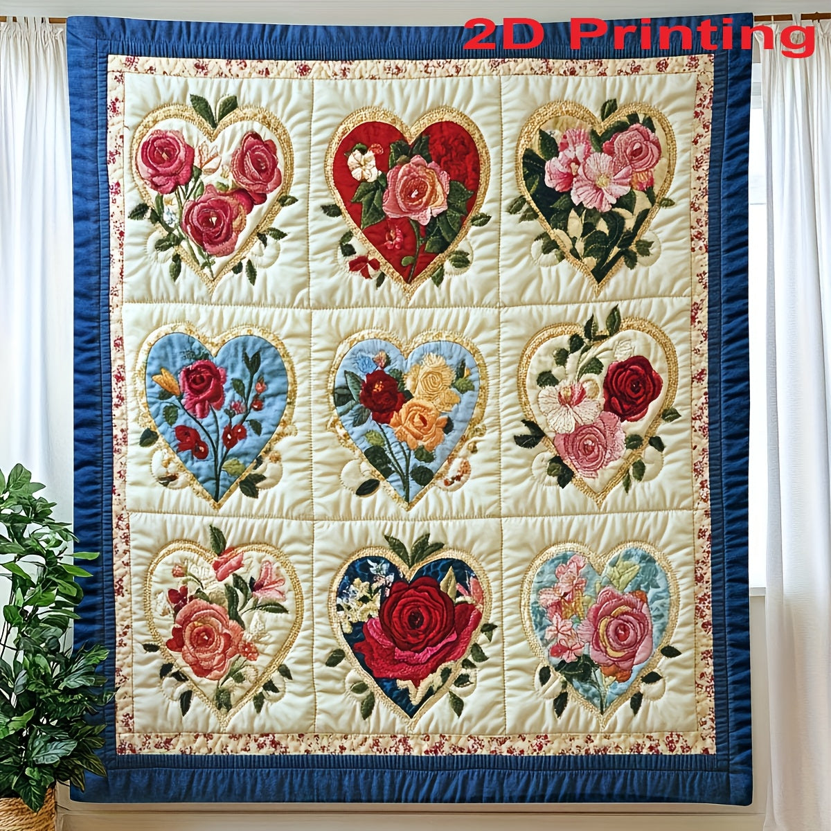 Heart Floral Print Flannel Throw Blanket Ultra Soft 2D Print All Season Comfort for Sofa Home Office Car Travel Birthday Holiday Gift 5 Sizes
