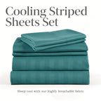 Striped Bed Sheet Set Extra Soft Breathable, Fade-Resistant Deep Pocket Fitted Sheets for Bedroom Guest Room Hotel – All Season 3/4 Piece (Flat Sheet, Fitted Sheet, Pillowcase)