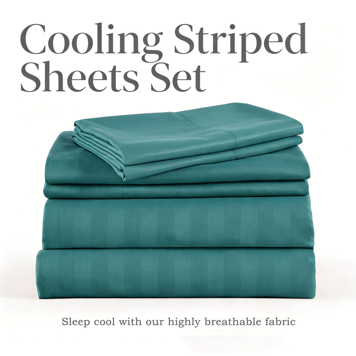 Striped Bed Sheet Set Extra Soft Breathable, Fade-Resistant Deep Pocket Fitted Sheets for Bedroom Guest Room Hotel – All Season 3/4 Piece (Flat Sheet, Fitted Sheet, Pillowcase)