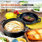 Pre-Seasoned Cast Iron Dutch Oven Set 2-in-1 with Lid, Scraper & Stand – Deep Pot for Camping, BBQ, Bread Baking & Stovetop Cooking