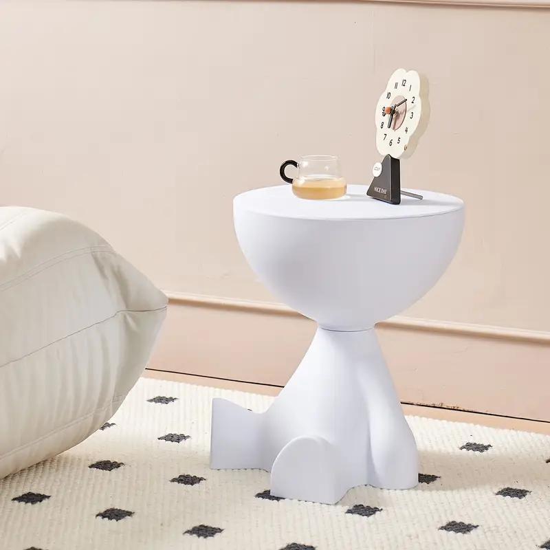 Bear Nightstand White Plastic Bedside Table with Lamp & Cup Holder – Cute Bear-Shaped Side Table, Easy Assembly, Compact Storage for Bedroom, Living Room & Small Spaces