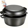 Cast Iron Dutch Oven Set 2-in-1 5.1QT Dutch Oven and 1.9QT Skillet Lid with Accessories Induction Oven Campfire Safe Holiday Cooking Kit for Soups Stews Baking Frying Camping BBQ