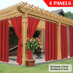 Outdoor Curtain Panels for Patio Gazebo Porch – Weather-Resistant, Light-Filtering Sun Block Privacy Drapes, 4 Panels, Multiple Sizes & Colors