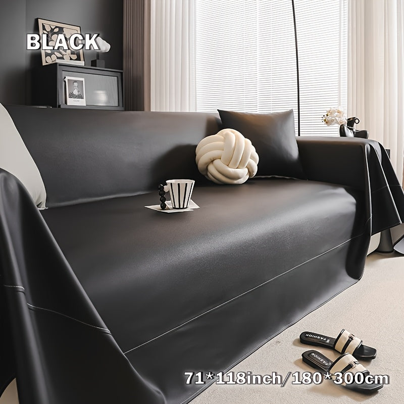 Faux Leather Sofa Cover Universal Anti-Slip Pet Friendly Machine Washable Couch Slipcover All Season Light Grey Coffee Black 3 Sizes