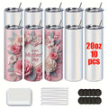 20oz Sublimation Tumbler Blanks with Lids & Straws – Stainless Steel Double Wall Insulated, White Gift Box, Bulk 8/10/25/50 Pack for Heat Press & DIY Gifts