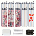 20oz Sublimation Tumbler Blanks with Lids & Straws – Stainless Steel Double Wall Insulated, White Gift Box, Bulk 8/10/25/50 Pack for Heat Press & DIY Gifts